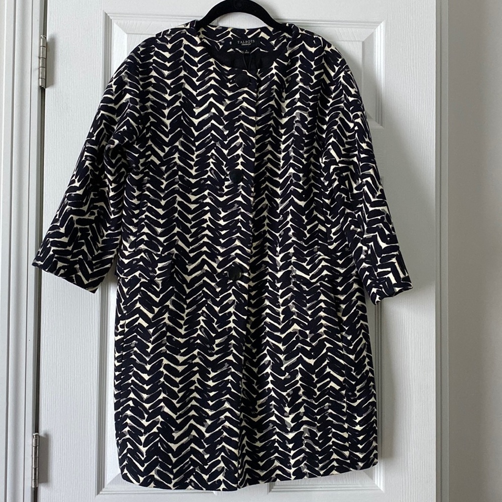 Talbots black and white coat. Size 6.